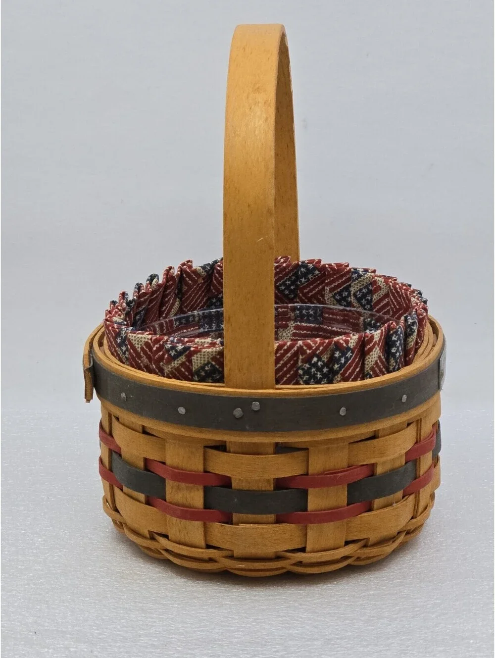 Longaberger 1997 Inaugural Basket Patriotic + Protector, Old Glory Flag Liner